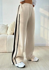 Cotton blend printed net stripered high-waist bellbottom pants for women & girls - India